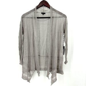Rebecca Elliot Cardigan Open Front Gray‎ Lightweight Linen Blend Small NWT $110